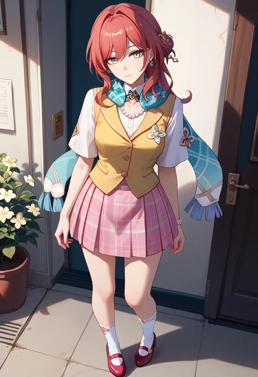 star rail,ruan mei,spring,student uniform,vest  - 